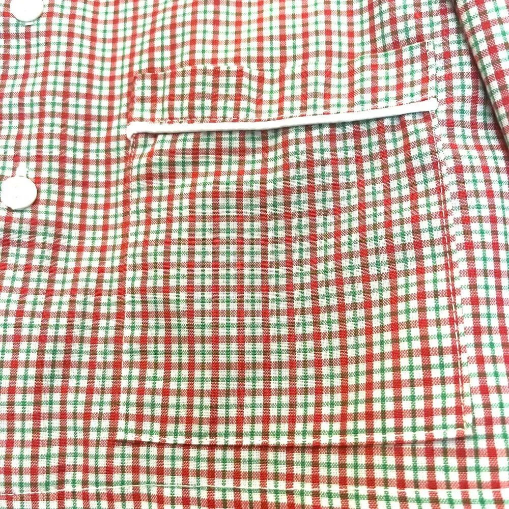 Sweet Dreams Red and White Plaid Kids Pajama Top with Santa Patch